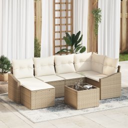 vidaXL Tuin Eetset 7 st Beige en Crème