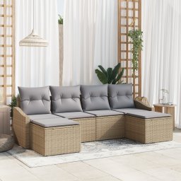vidaXL Tuin Eetset 6 st Beige en Licht Grijs poly rattan