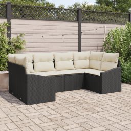 vidaXL Tuinbankenset 6 st Zwart en Crème poly rattan