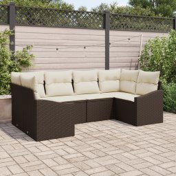 vidaXL Tuinbankenset 6 st Bruin en Crème poly rattan
