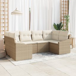 vidaXL Tuinbankenset 6 st Beige en Crème poly rattan