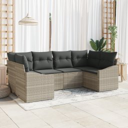 vidaXL Tuinbankenset 6 st Lichtgrijs poly rattan