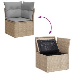 vidaXL Tuinbankenset 9 st Beige en Licht Grijs poly rattan