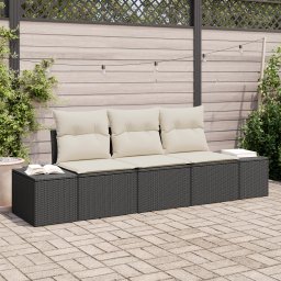 vidaXL Tuinbankenset 3 st Zwart en Crème poly rattan