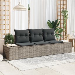 vidaXL Tuinbankenset 3 st Grijs poly rattan