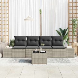 vidaXL Tuin Sofa Set 5 pcs Licht Grijs en Donker Grijs poly rattan