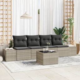 vidaXL Tuin Sofa Set 5 st Licht Grijs en Donker Grijs poly rattan