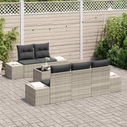 vidaXL Tuin Sofa Set 6 pcs Licht Grijs en Donker Grijs poly rattan