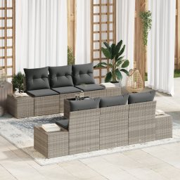 vidaXL Tuin Sofa Set 8 st Licht Grijs en Donker Grijs poly rattan