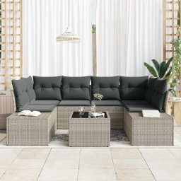 vidaXL Tuin Sofa Set 8 pcs Licht Grijs en Donker Grijs poly rattan