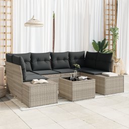 vidaXL Tuin Sofa Set 8 st Licht Grijs en Donker Grijs poly rattan