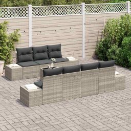 vidaXL Tuin Sofa Set 8 pcs Licht Grijs en Donker Grijs poly rattan