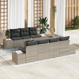 vidaXL Tuin Sofa Set 8 st Licht Grijs en Donker Grijs poly rattan