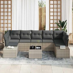 vidaXL Tuin Sofa Set 8 pcs Licht Grijs en Donker Grijs poly rattan