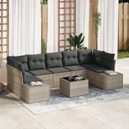 vidaXL Tuin Sofa Set 8 st Licht Grijs en Donker Grijs poly rattan