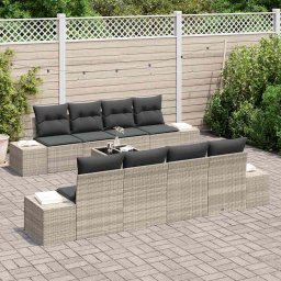 vidaXL Tuin Sofa Set 8 pcs Licht Grijs en Donker Grijs poly rattan