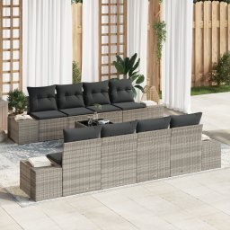 vidaXL Tuin Sofa Set 8 st Licht Grijs en Donker Grijs poly rattan