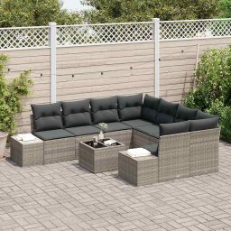 vidaXL Tuin Sofa Set 9 pcs Licht Grijs en Donker Grijs poly rattan