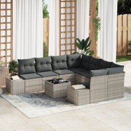 vidaXL Tuin Sofa Set 9 st Licht Grijs en Donker Grijs poly rattan