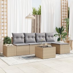 vidaXL Tuin Sofa Set 5 st Beige en Licht Grijs poly rattan