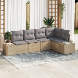 vidaXL Tuinbankenset 5 st Beige en Licht Grijs poly rattan