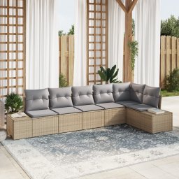 vidaXL Tuinbankenset 6 st Beige en Licht Grijs poly rattan