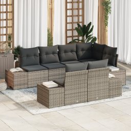 vidaXL Tuinbankenset 7 st Grijs poly rattan