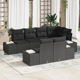 vidaXL Tuinbankenset 7 st Zwart poly rattan