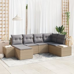 vidaXL Tuin Sofa Set 6 st Beige en Licht Grijs poly rattan