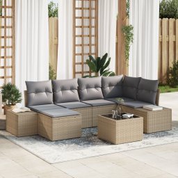 vidaXL Tuin Sofa Set 6 st Beige en Licht Grijs poly rattan