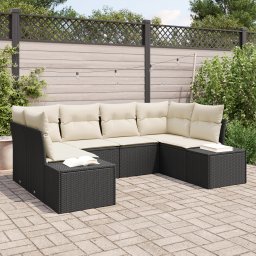 vidaXL Tuinbankenset 6 st 6-Aantal zitplaatsen Zwart en Crème