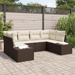 vidaXL Tuinbankenset 6 st 6-Aantal zitplaatsen Bruin en Crème