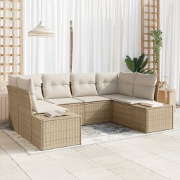 vidaXL Tuinbankenset 6 st 6-Aantal zitplaatsen Beige en Crème