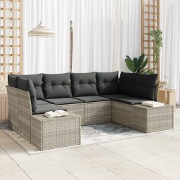 vidaXL Tuinbankenset 6 st 6-Aantal zitplaatsen Lichtgrijs Poly riet