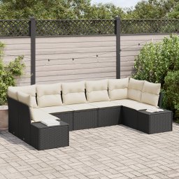 vidaXL Tuinbankenset 7 st 7-Aantal zitplaatsen Zwart en Crème