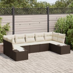 vidaXL Tuinbankenset 7 st 7-Aantal zitplaatsen Bruin en Crème