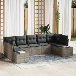 vidaXL Tuinbankenset 7 st 7-Aantal zitplaatsen Grijs Poly riet