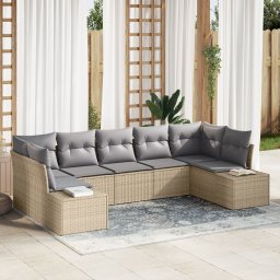 vidaXL Tuinbankenset 7 st 7-Aantal zitplaatsen Beige en Licht Grijs