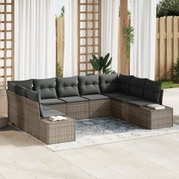 vidaXL Tuinbankenset 9 st 8-Aantal zitplaatsen Grijs Polyrattan