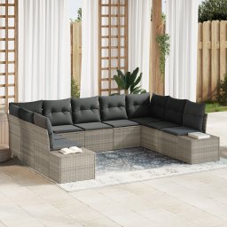 vidaXL Tuinbankenset 9 st 8-Aantal zitplaatsen Lichtgrijs Polyrattan