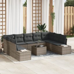 vidaXL Tuinbankenset 9 st 8-Aantal zitplaatsen Grijs Polyrattan