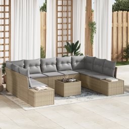 vidaXL Tuinbankenset 9 st 8-Aantal zitplaatsen Beige en Licht Grijs