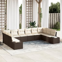 vidaXL Tuinbankenset 10 st 9-Aantal zitplaatsen Bruin en Crème