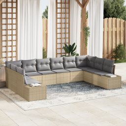 vidaXL Tuinbankenset 10 st 9-Aantal zitplaatsen Beige en Licht Grijs