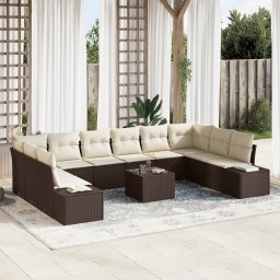 vidaXL Tuinbankenset 10 st 9-Aantal zitplaatsen Bruin en Crème
