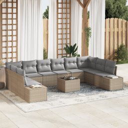 vidaXL Tuinbankenset 10 st 9-Aantal zitplaatsen Beige en Licht Grijs