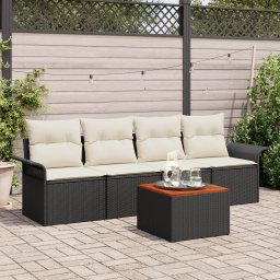 vidaXL Tuinbankenset 5 st 4-Aantal zitplaatsen Zwart en Crème