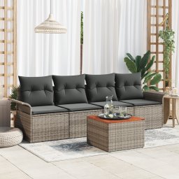 vidaXL Tuinbankenset 5 st 4-Aantal zitplaatsen Grijs poly rattan