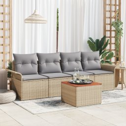 vidaXL Tuinbankenset 5 st 4-Aantal zitplaatsen Beige en Licht Grijs