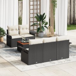 vidaXL Tuinbankenset 6 st 5-Aantal zitplaatsen Zwart en Crème